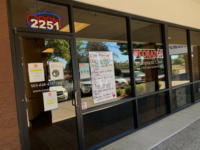 Chiropractic Hillsboro OR Front Door of Corazon Chiropractic Clinic